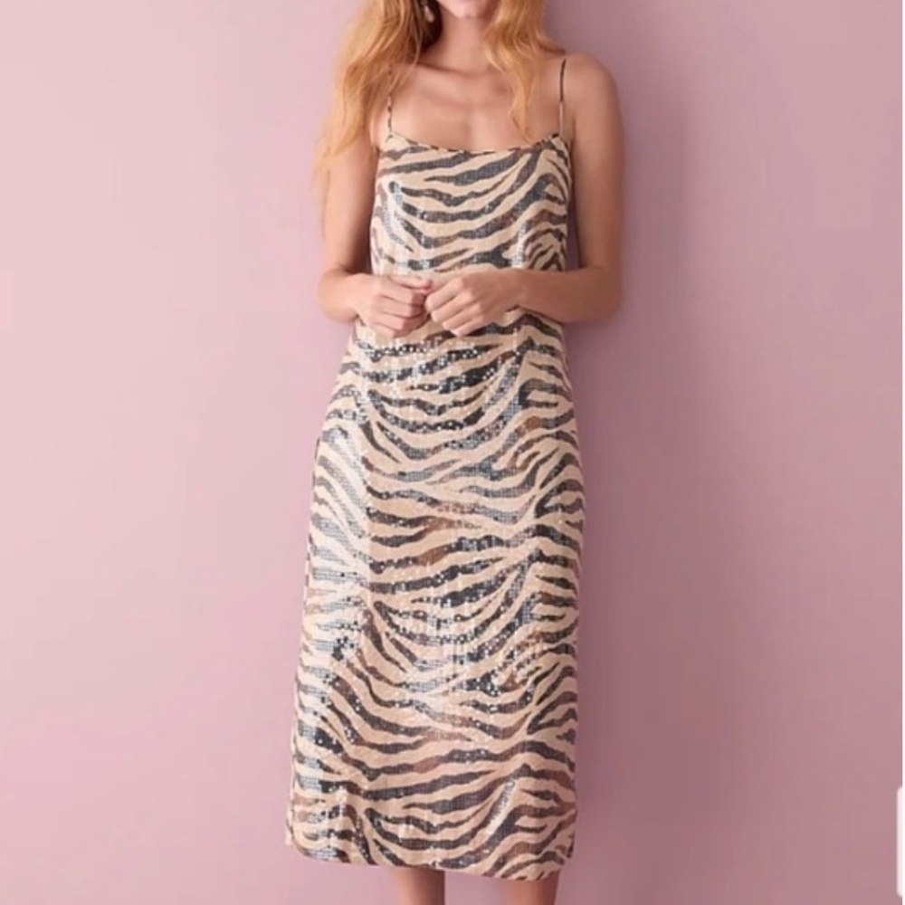 J. Crew Zebra Sequin Dress NWT SZ 6